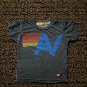 Aviator Nation Kids Charcoal Tee with Rainbow Graphic